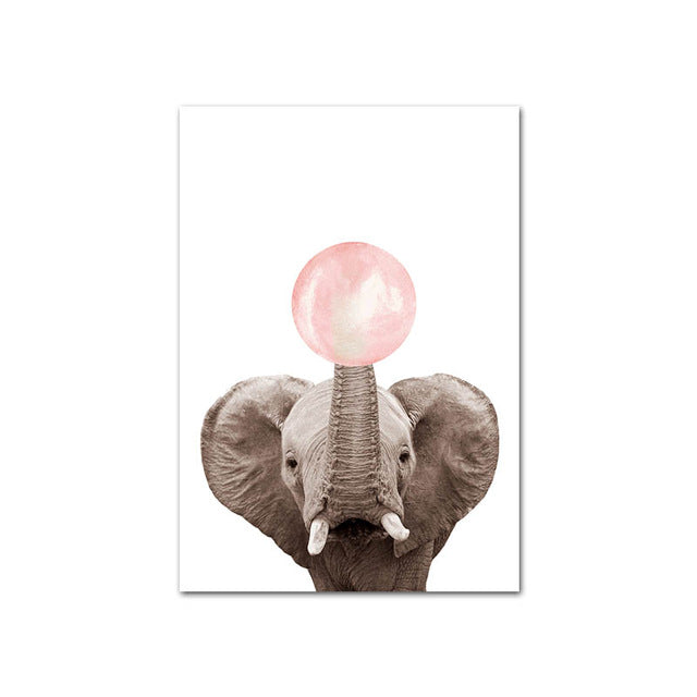 Pintura Arte em Lona - Animais e Goma de Mascar