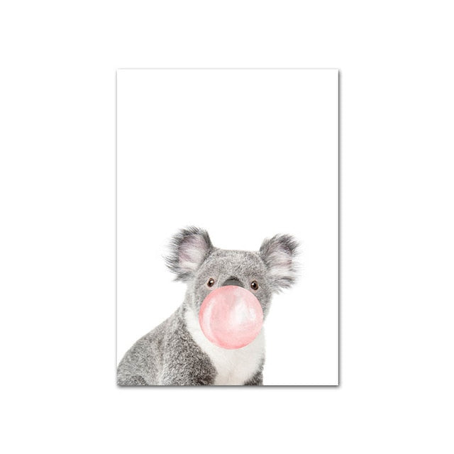 Pintura Arte em Lona - Animais e Goma de Mascar